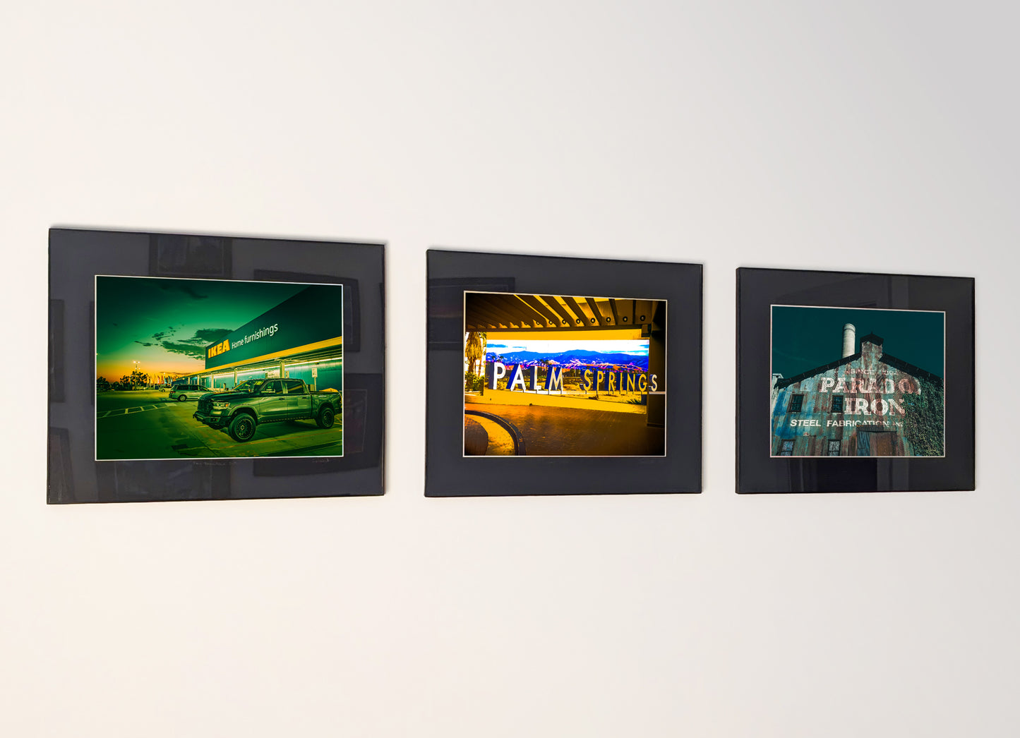 Example of a three-piece atmospheric photography series displayed on a wall