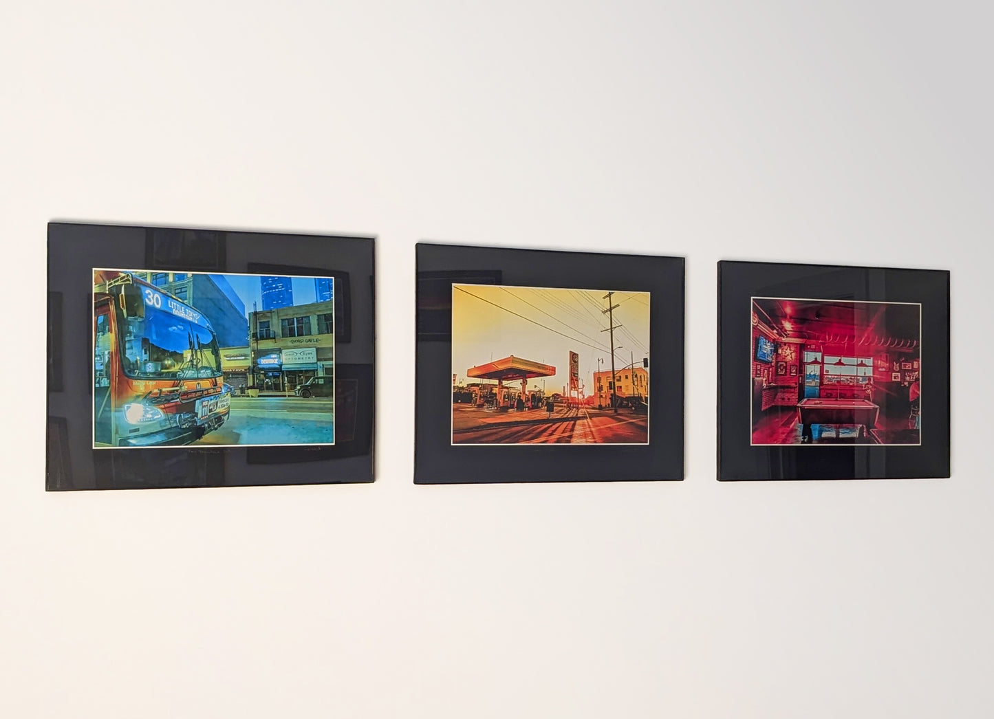 Example of a three-piece atmospheric photography series displayed on a wall