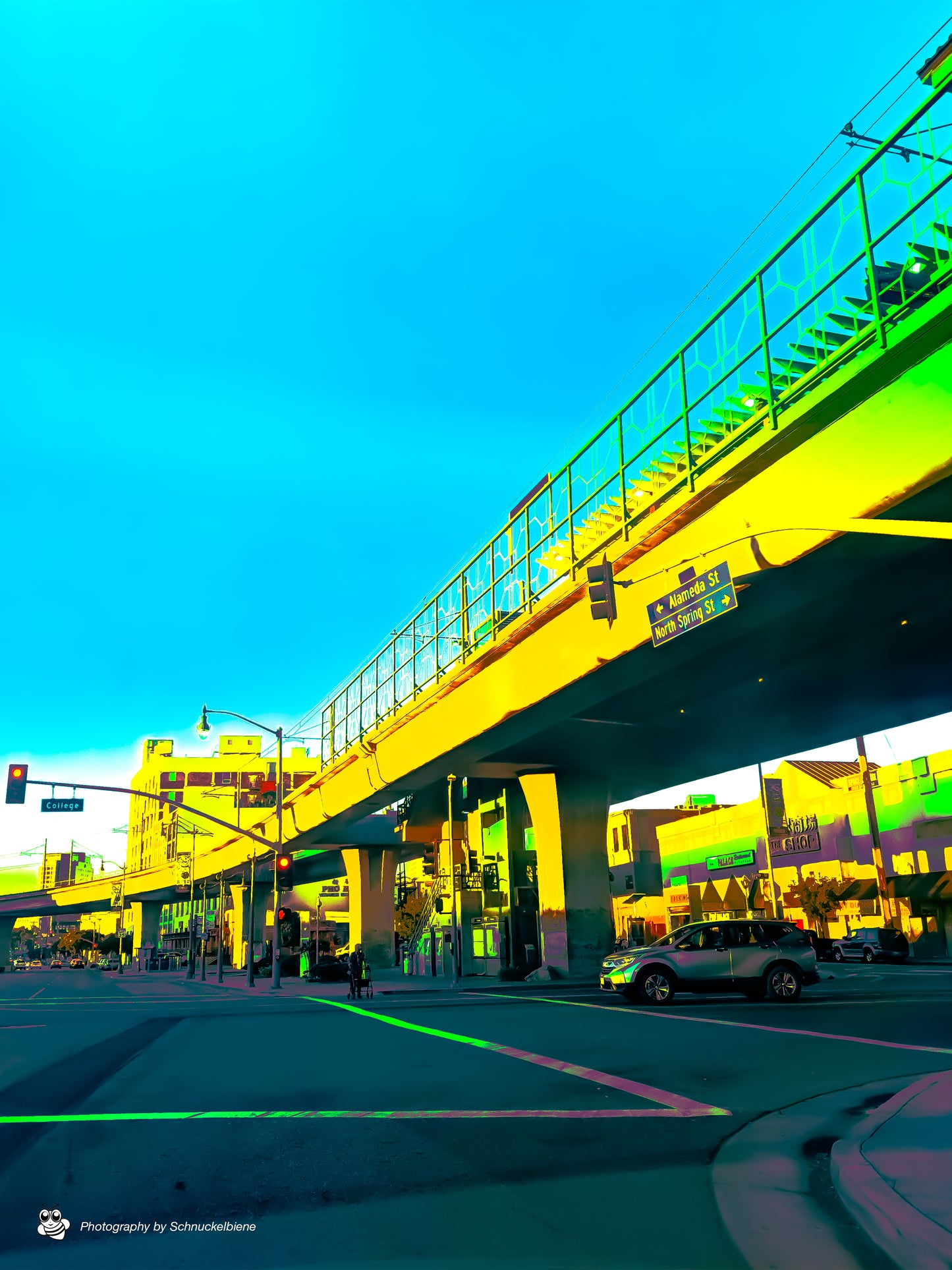 Urban photo print of Alameda & North Spring Street in Los Angeles. A quiet city moment, perfect for modern interiors or lovers of LA street photography