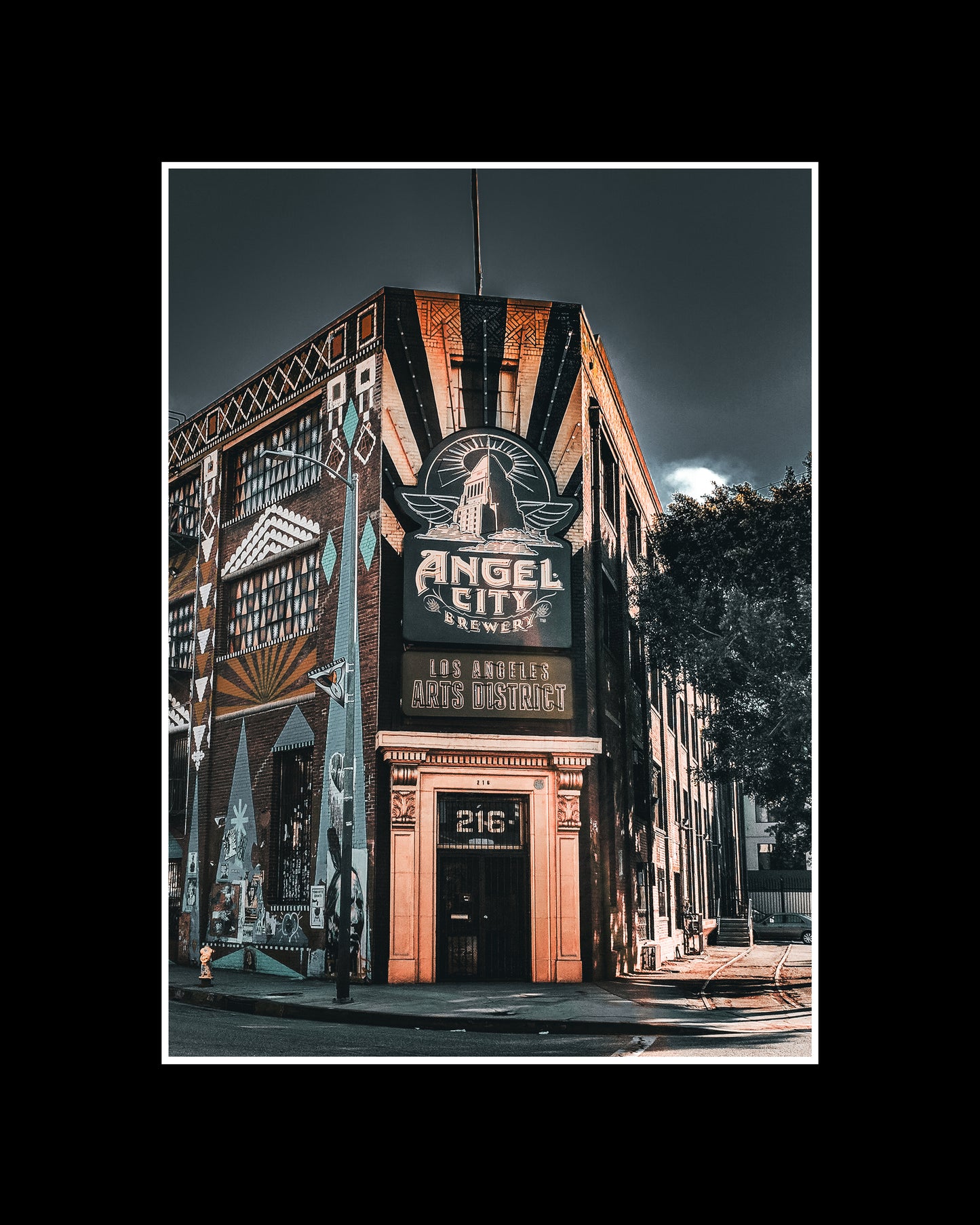 Angel City Brewery in the Arts District of Downtown LA with vibrant graffiti