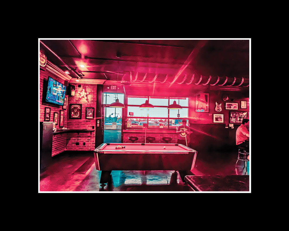 Empty pool table in San Diego with soft lighting and a cinematic feel