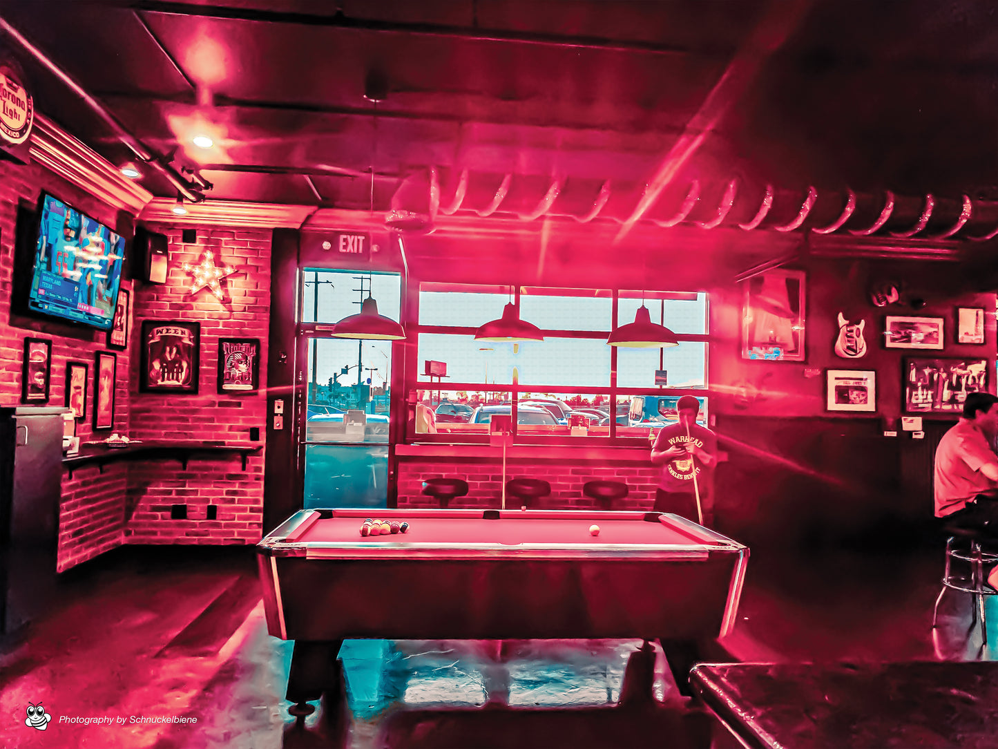 Empty pool table in San Diego with soft lighting and a cinematic feel