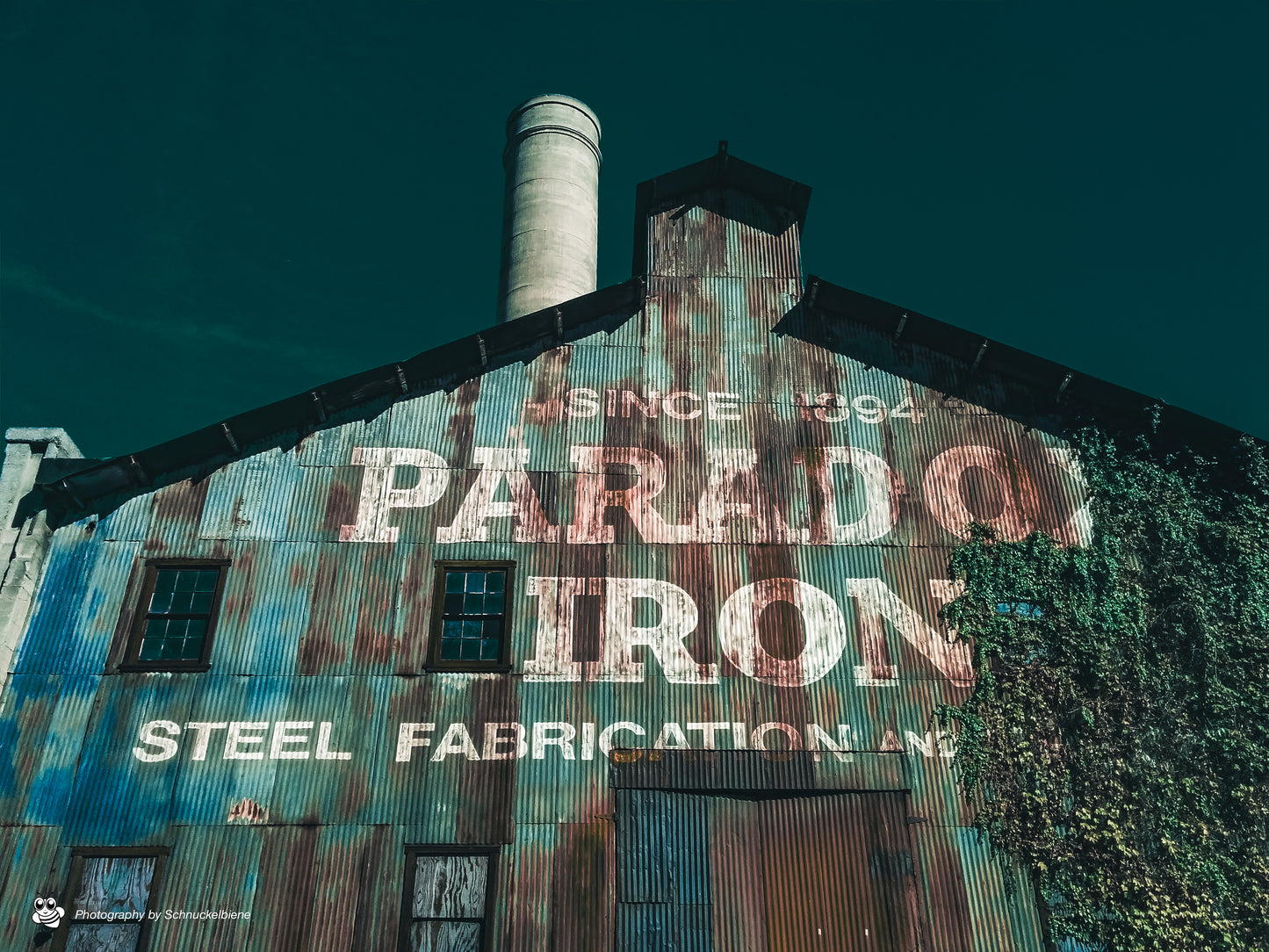Minimalist close-up of Paradox Iron Steel Fabrication with raw metal textures and clean lines
