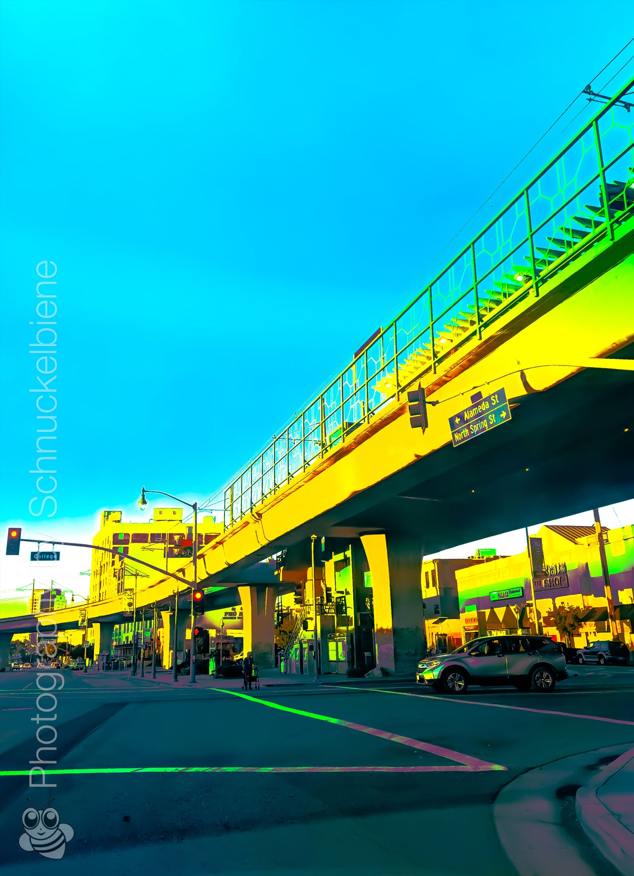 Urban photo print of Alameda & North Spring Street in Los Angeles. A quiet city moment, perfect for modern interiors or lovers of LA street photography
