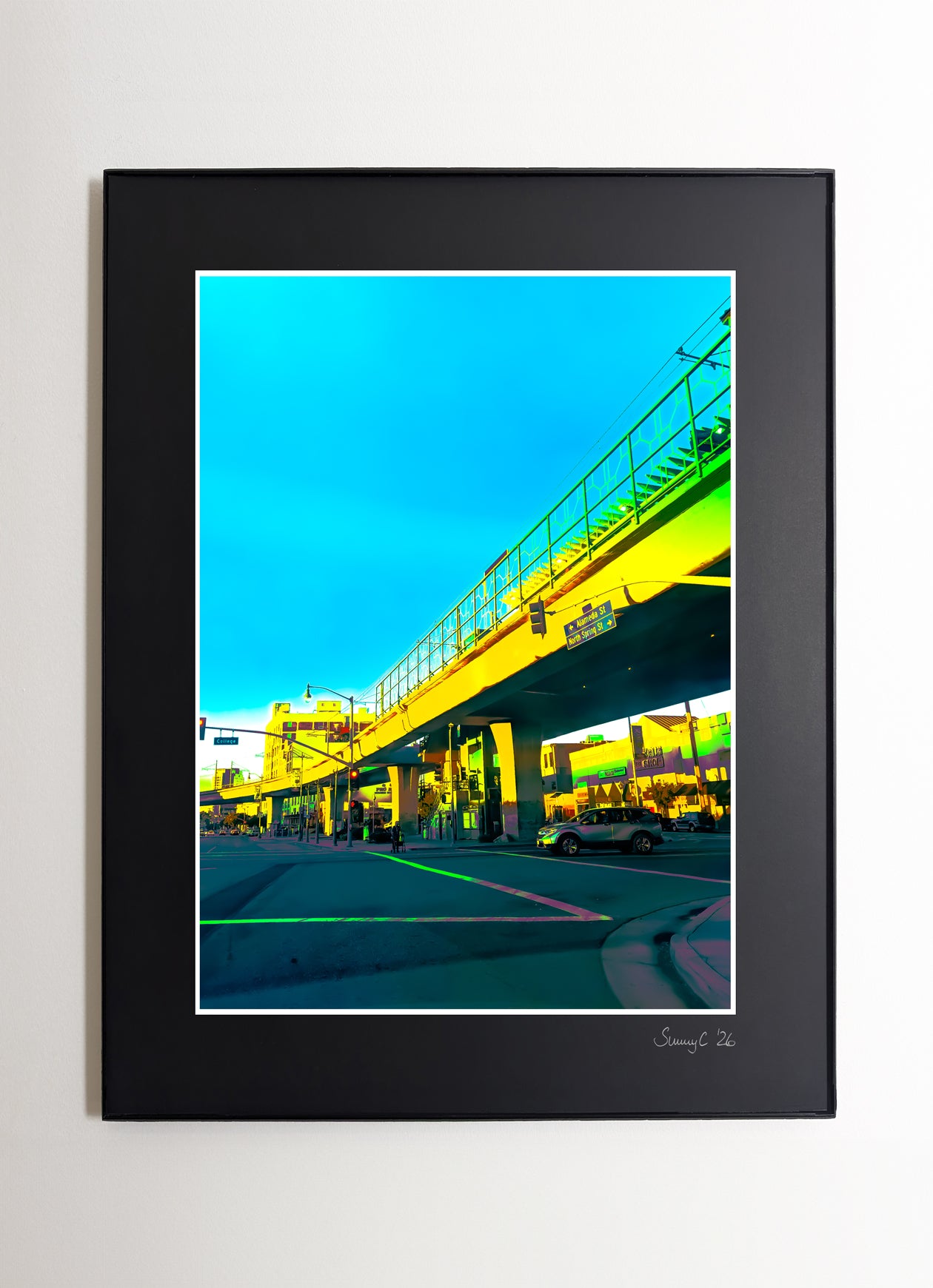 Urban photo print of Alameda & North Spring Street in Los Angeles. A quiet city moment, perfect for modern interiors or lovers of LA street photography
