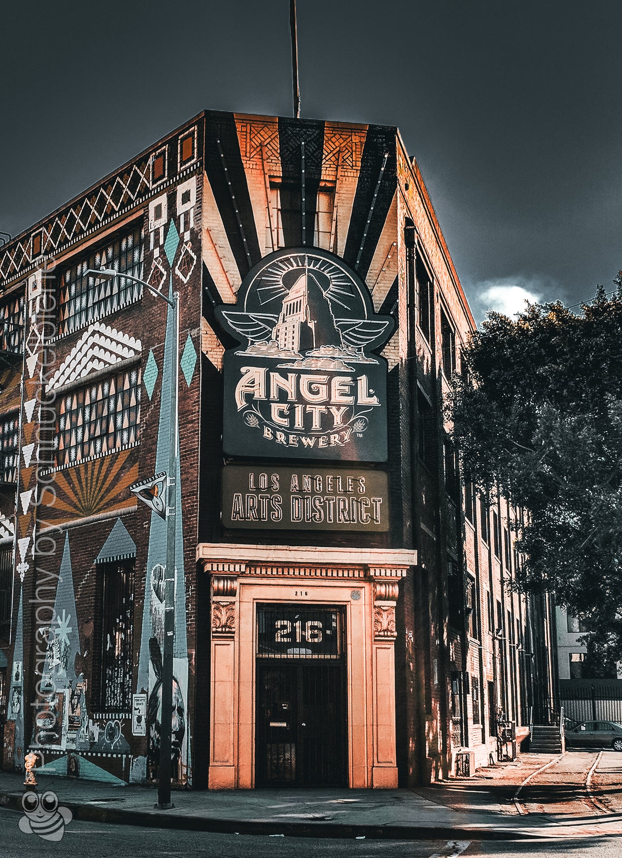 Angel City Brewery in the Arts District of Downtown LA with vibrant graffiti