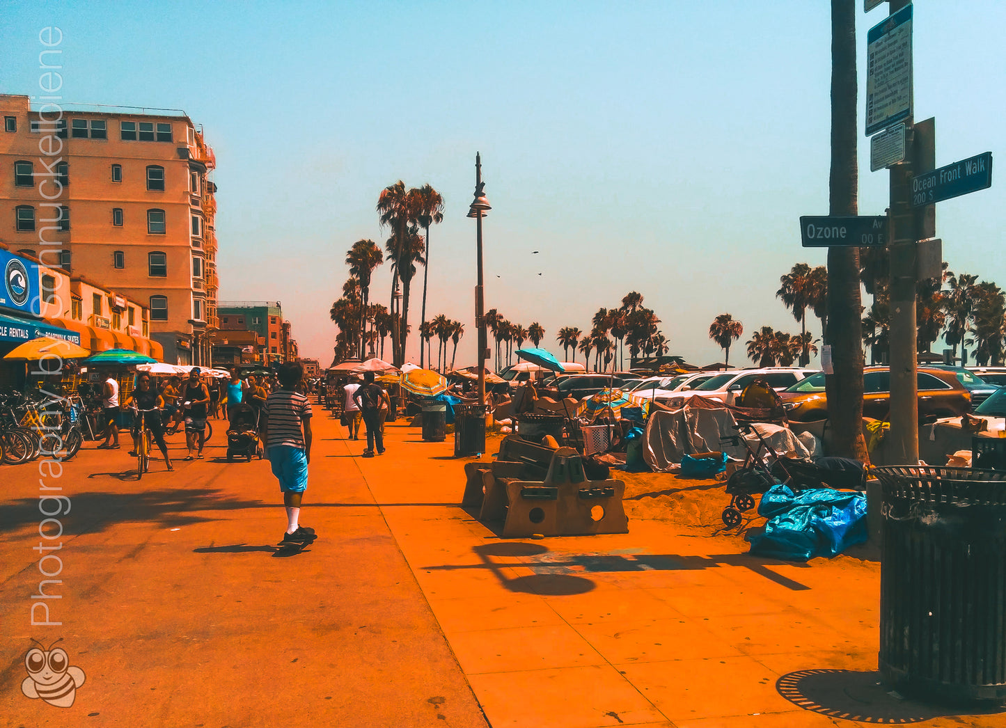 Framed photo print of Venice Beach boardwalk, capturing California's lively coastal atmosphere and summer vibe