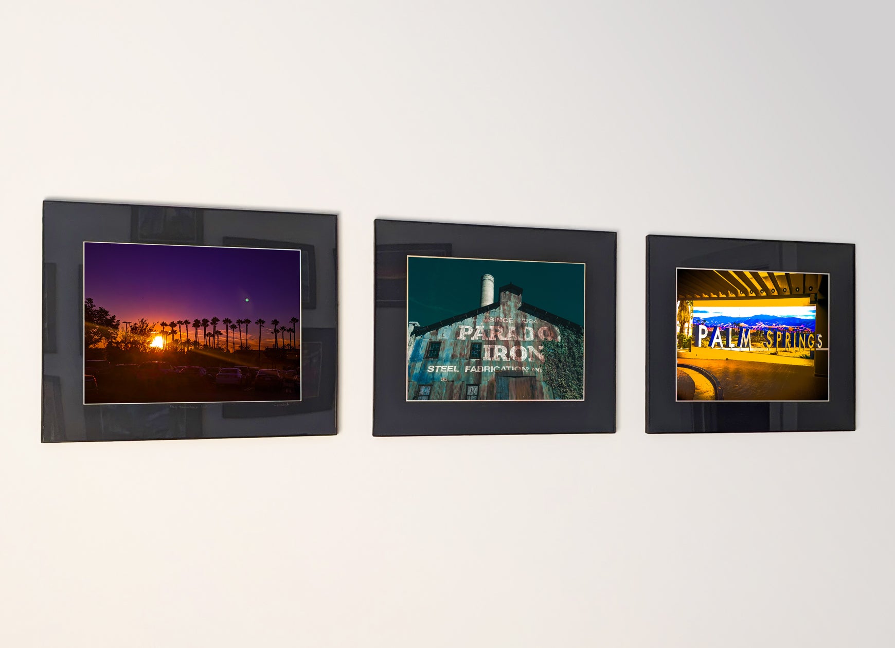 Example of a three-piece atmospheric photography series displayed on a wall