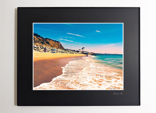 Topanga Beach photo print with clear blue sky, Pacific Ocean and Santa Monica view