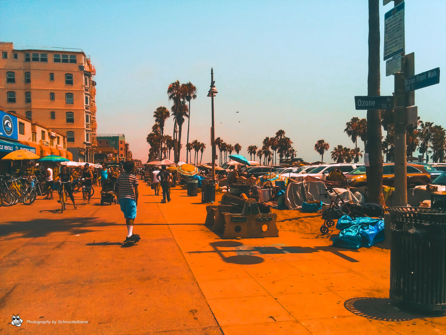 Framed photo print of Venice Beach boardwalk, capturing California's lively coastal atmosphere and summer vibe