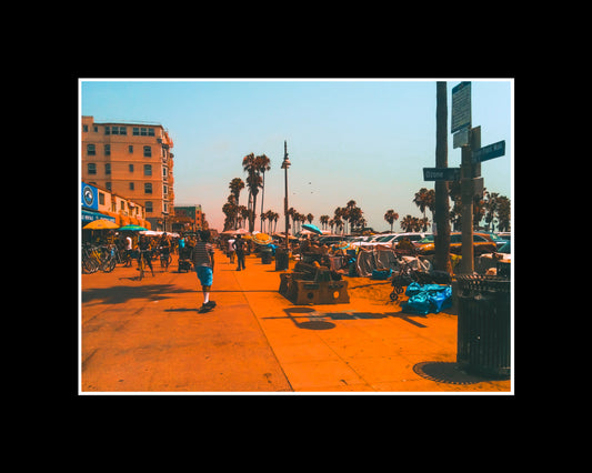 Framed photo print of Venice Beach boardwalk, capturing California's lively coastal atmosphere and summer vibe