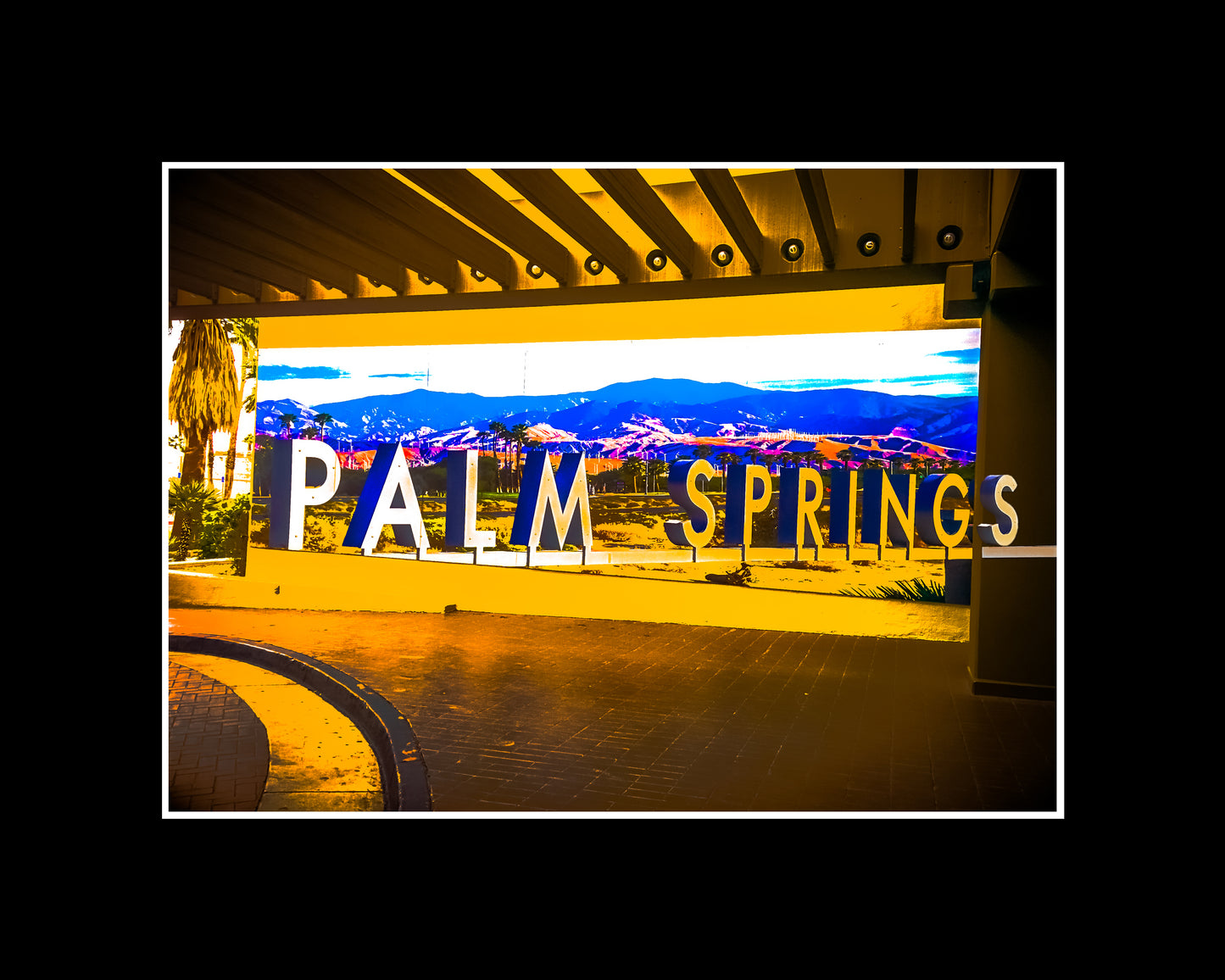 Photo print of Palm Springs Hilton showcasing modernist architecture and desert light