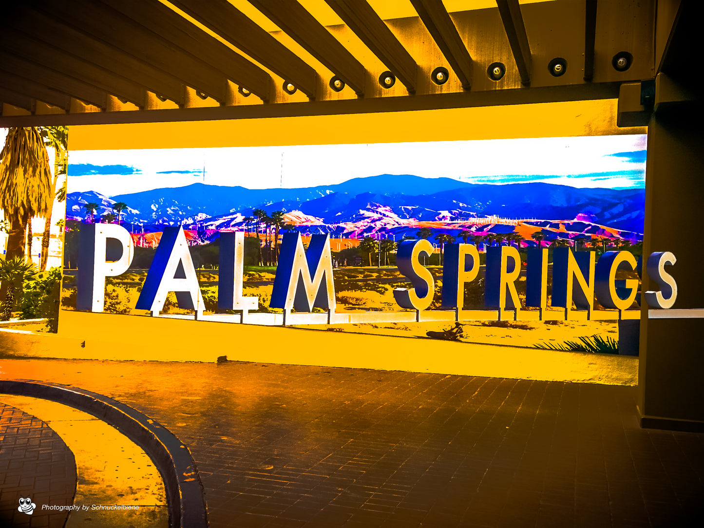 Photo print of Palm Springs Hilton showcasing modernist architecture and desert light